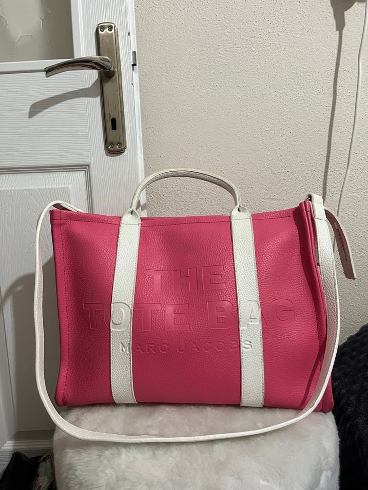 Pembe Deri Kadın Tote Çanta - Görsel 2