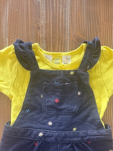 Carter's Carters kot görünümlü salopet ve çıtçıtlı iç tişörtü takım