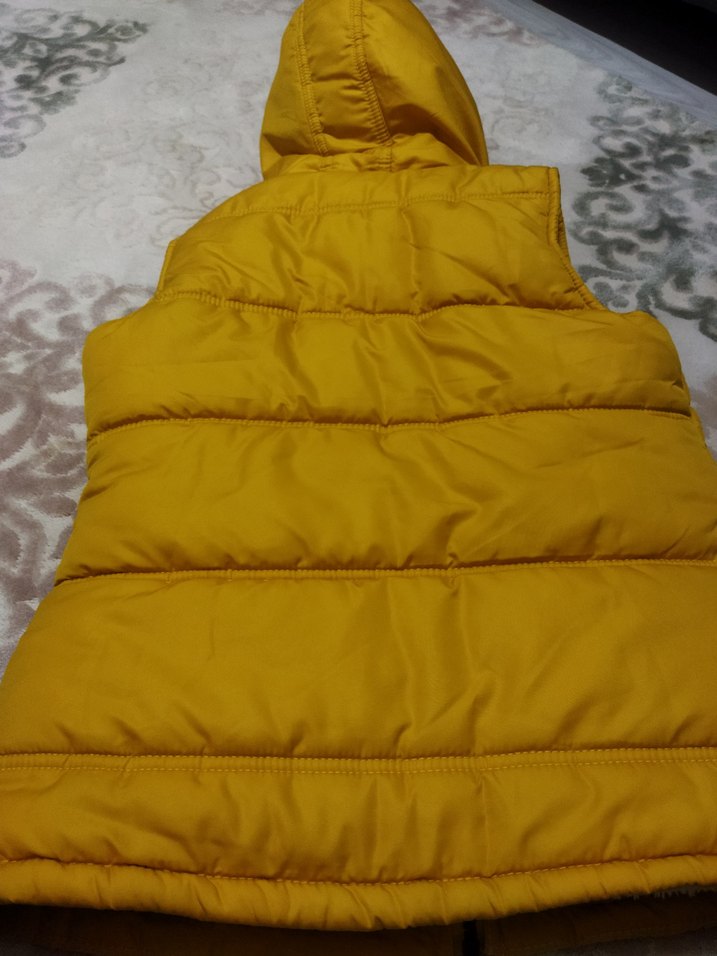 Sarı Fermuarlı çocuk Kolsuz Kışlık Mont yelek - Görsel 2