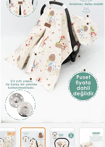 Desenli çoçuk puset battaniyesi emzirme önlüyü çoçuk seti - Görsel 2