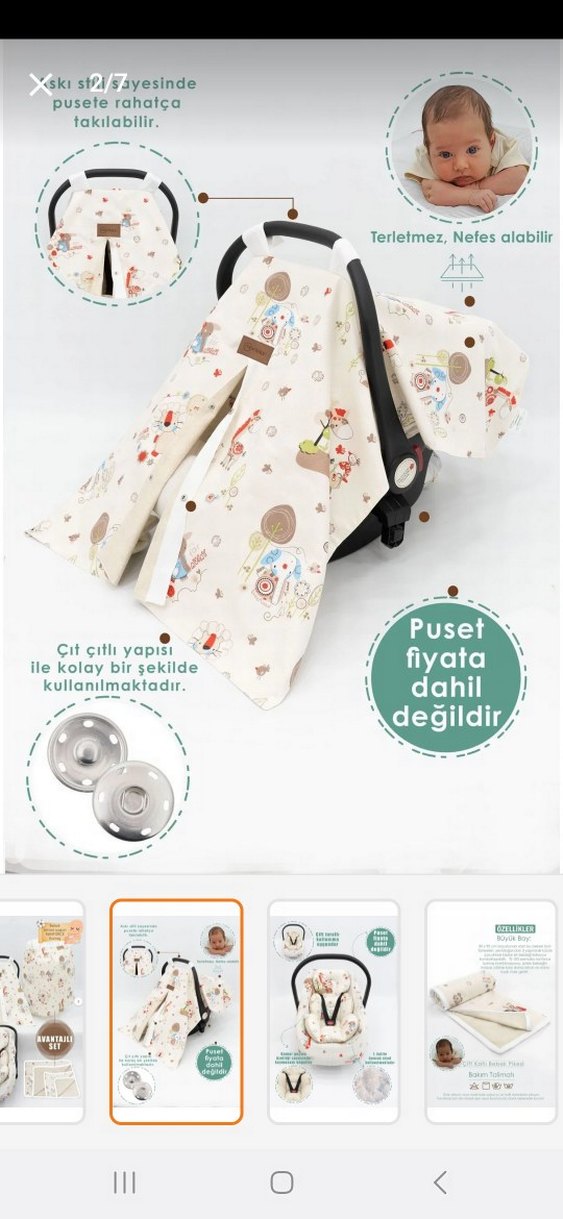 Desenli çoçuk puset battaniyesi emzirme önlüyü çoçuk seti - Görsel 2
