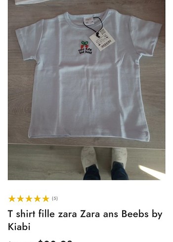 Kız Çocuk Zara Bebe mavisi Kısa Kollu Tişört - Görsel 3