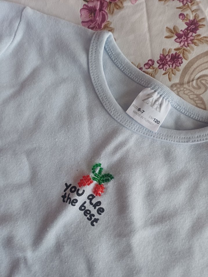 Kız Çocuk Zara Bebe mavisi Kısa Kollu Tişört - Görsel 2