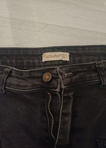Siyah ispanyol paça Kadın Kot Pantolon - Görsel 3