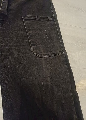 Siyah ispanyol paça Kadın Kot Pantolon - Görsel 5