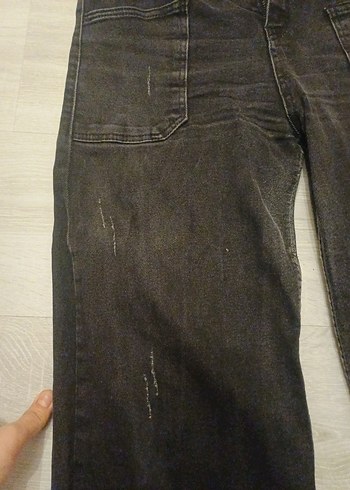 Siyah ispanyol paça Kadın Kot Pantolon - Görsel 4