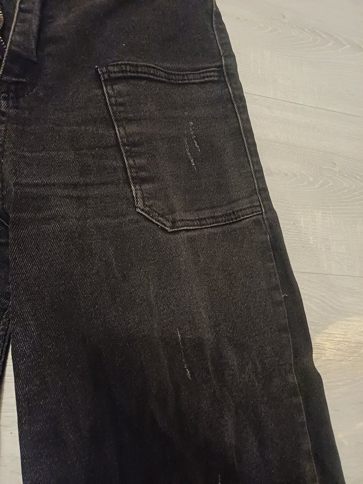 Siyah ispanyol paça Kadın Kot Pantolon - Görsel 5