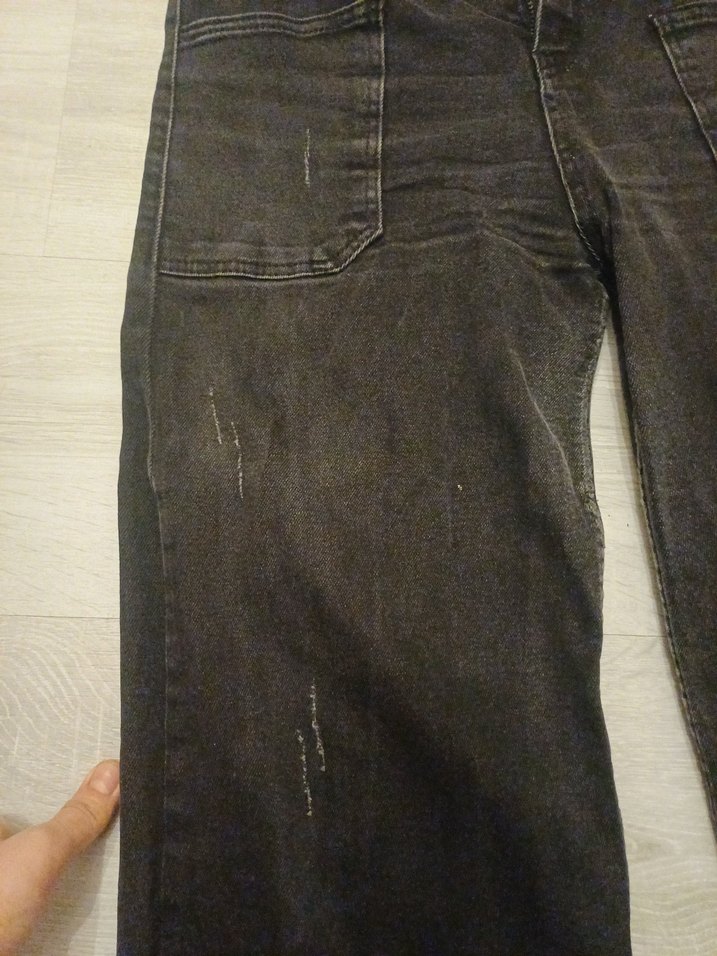 Siyah ispanyol paça Kadın Kot Pantolon - Görsel 4