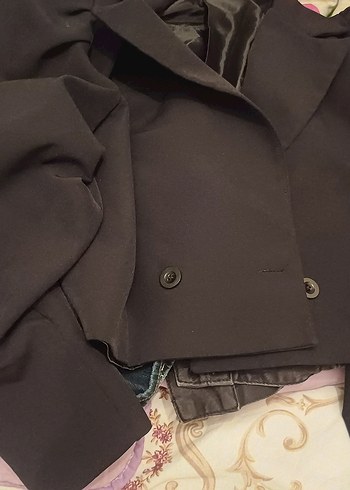 Düğmeli, Notch Yaka, Uzun Kollu Ofis Ceketi blezer crop ceket - Görsel 2