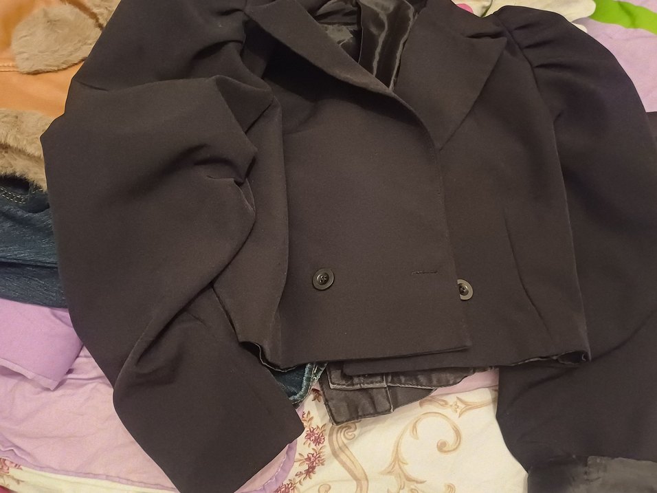 Düğmeli, Notch Yaka, Uzun Kollu Ofis Ceketi blezer crop ceket - Görsel 2