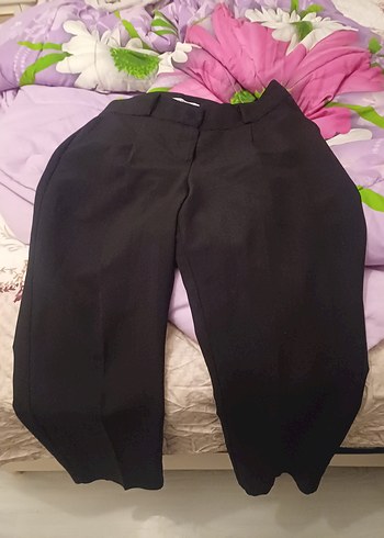 Düğmeli Siyah Kadın Kumaş Pantolon - Görsel 2