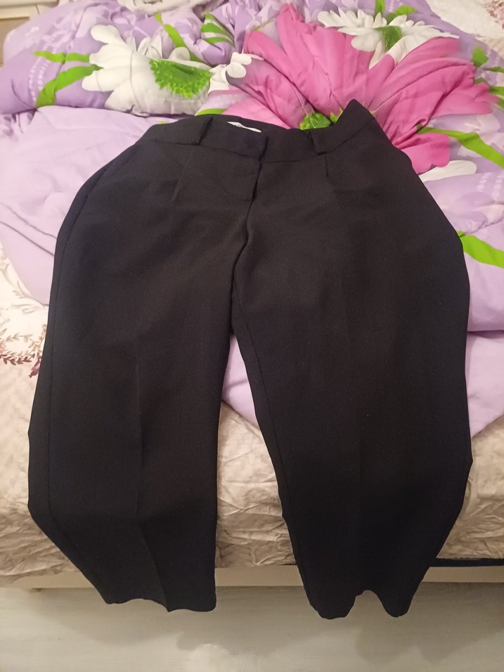 Düğmeli Siyah Kadın Kumaş Pantolon - Görsel 2