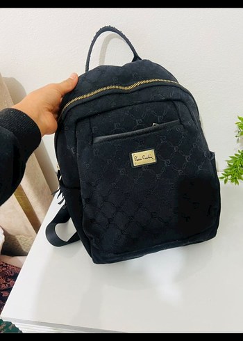 Pierre Cardin Sik Siyah Monogramli Mini Sirt Cantasi