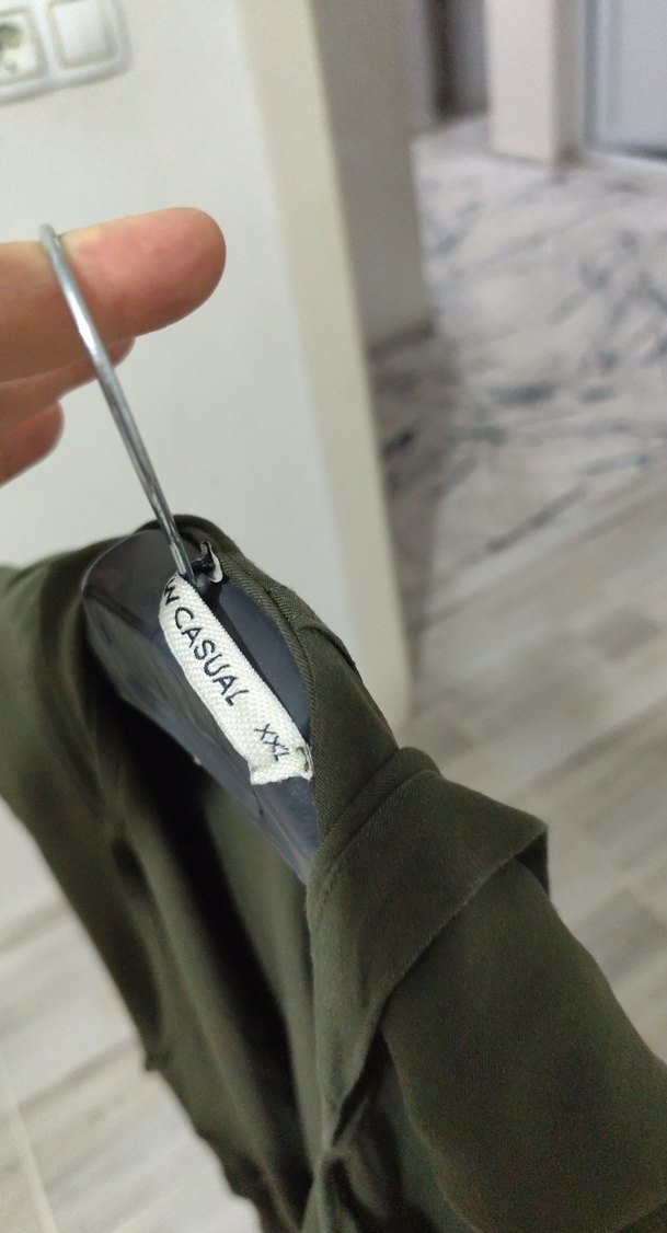 Kadın Haki Uzun Keten Trençkot - Görsel 3