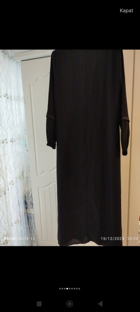 Nakışlı Siyah Uzun Kadın Pardösü - Görsel 4