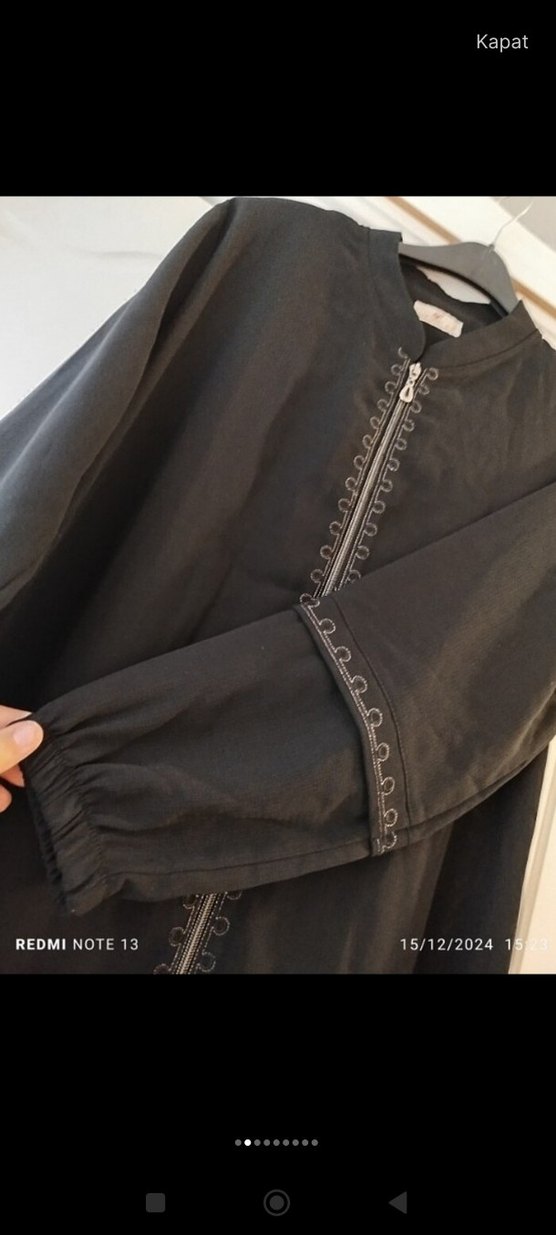 Nakışlı Siyah Uzun Kadın Pardösü - Görsel 2