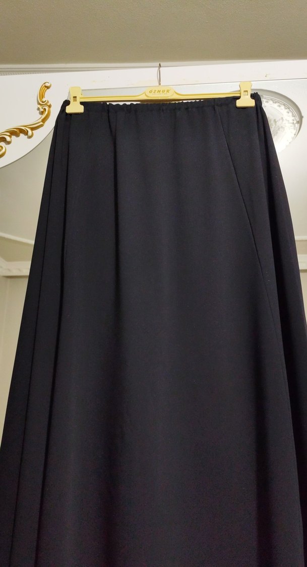 beli lastikli Siyah Uzun Kadın Etek Medine ipeği kumaş - Görsel 2