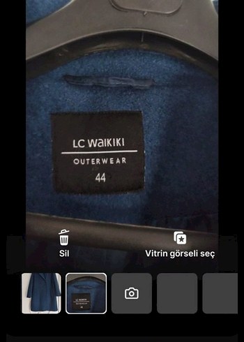 Düğmeli indigo mavisi Kadın Kaban - Görsel 3