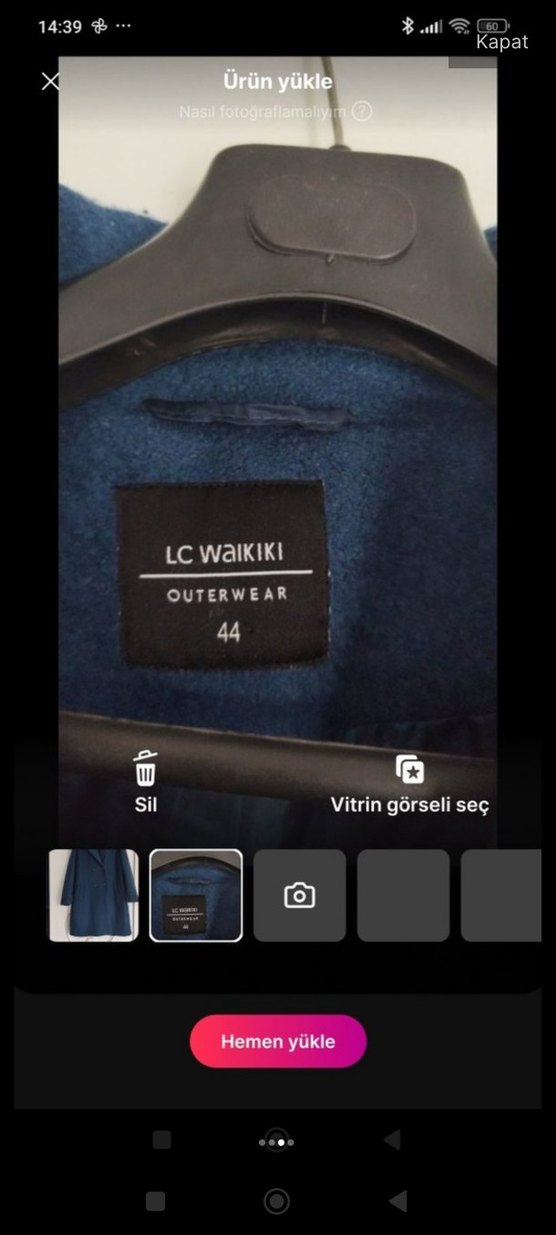 Düğmeli indigo mavisi Kadın Kaban - Görsel 3