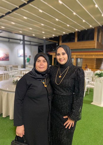 Uzun Siyah Drapeli Tesettür Abiye Elbise - Görsel 3