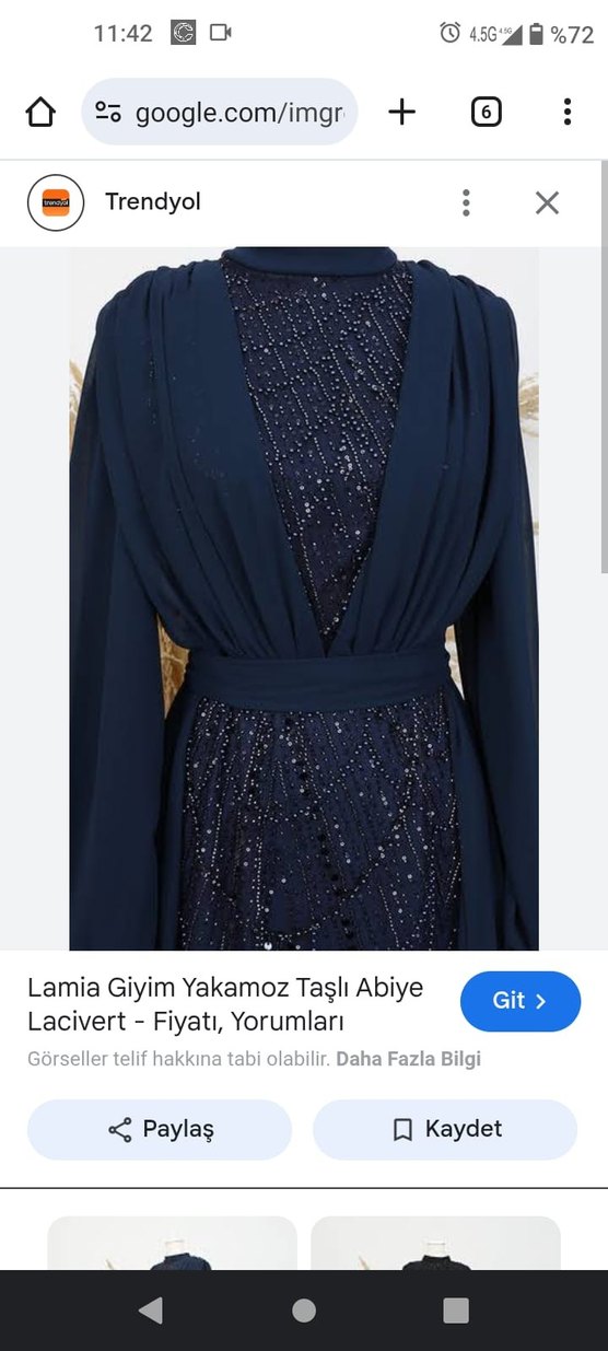 Drapeli Lacivert Uzun Abiye Elbise - Görsel 2