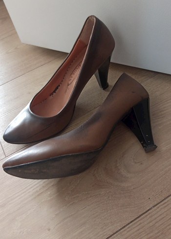 Diğer Kahverengi Deri Stiletto Ofis Topuklu
