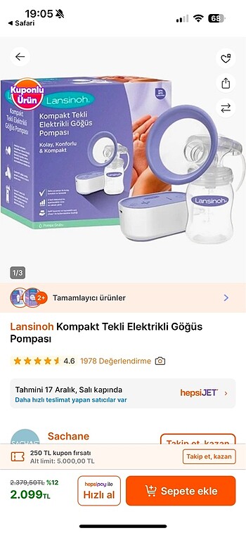 Beden Renk Lansinoh Süt Pompası