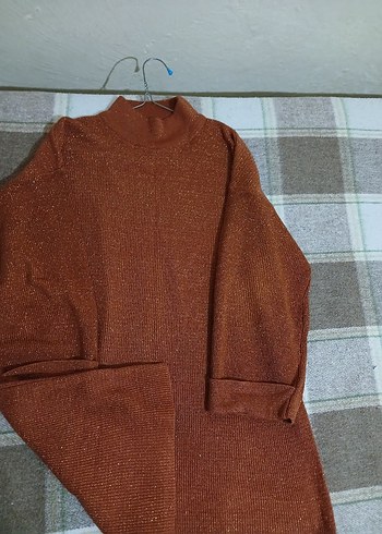 Kahverengi Parlak Boğazlı Kazak - Görsel 4