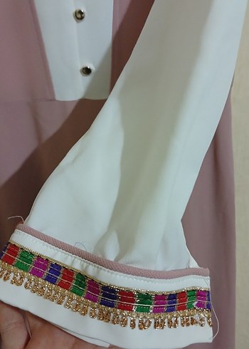 Pembe Uzun Kollu Elbise - Görsel 4