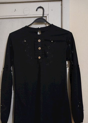 Düğmeli Siyah  Bluz - Görsel 3