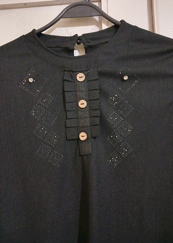 Düğmeli Siyah  Bluz - Görsel 5