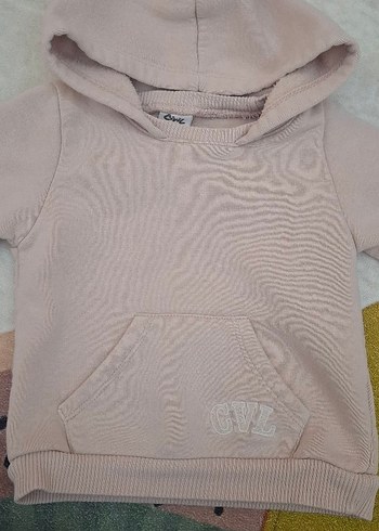 Kızlar için Bej Kapüşonlu Sweatshirt ve Eşofman - Görsel 2