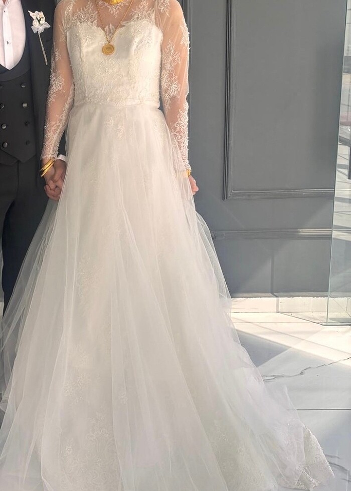 Dantel detaylı gelinlik - Görsel 5