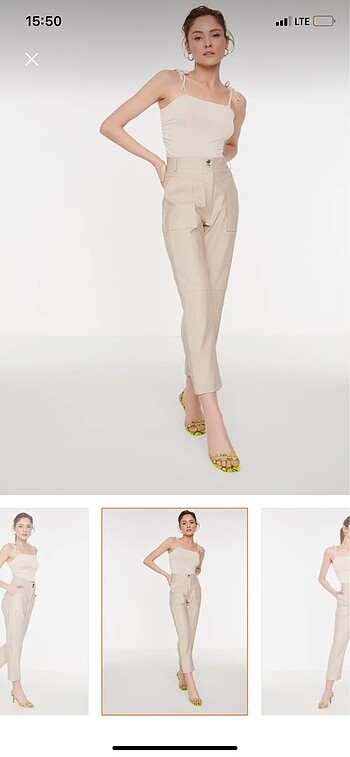 Taş cigatette dokuma suni deri pantolon - Görsel 5