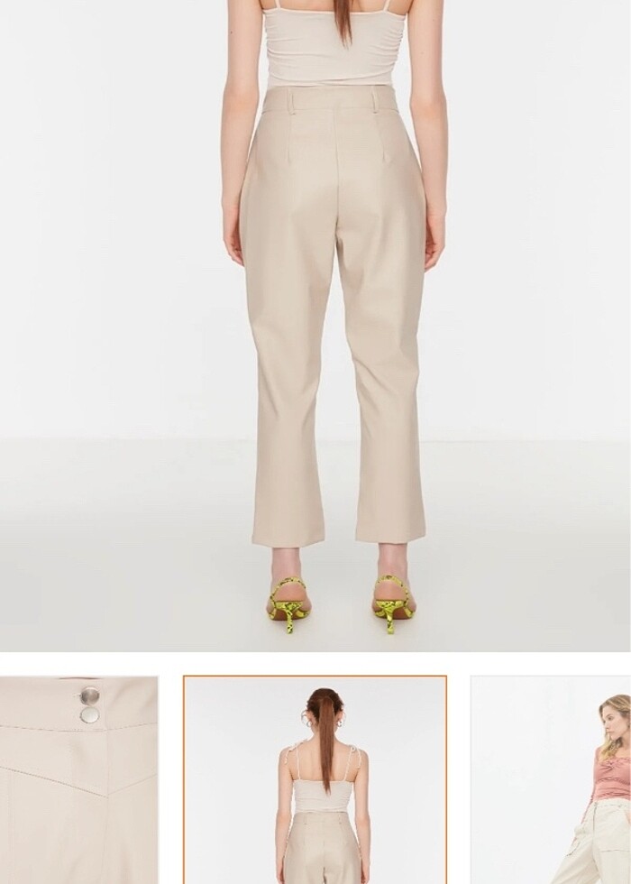 Taş cigatette dokuma suni deri pantolon - Görsel 2