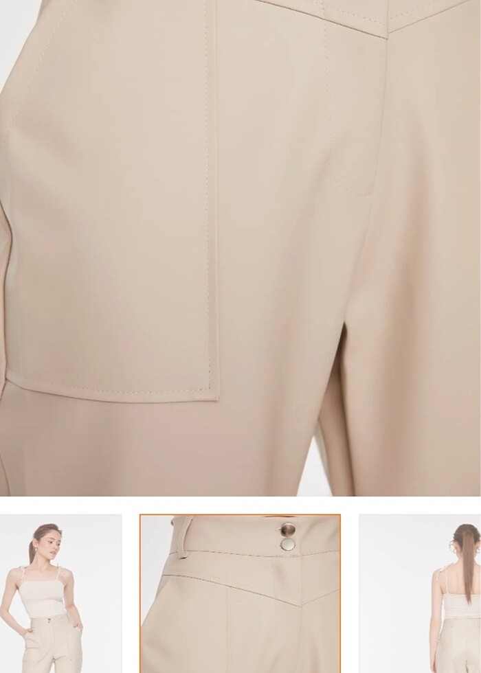 Taş cigatette dokuma suni deri pantolon - Görsel 3