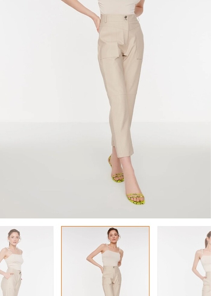 Taş cigatette dokuma suni deri pantolon - Görsel 5