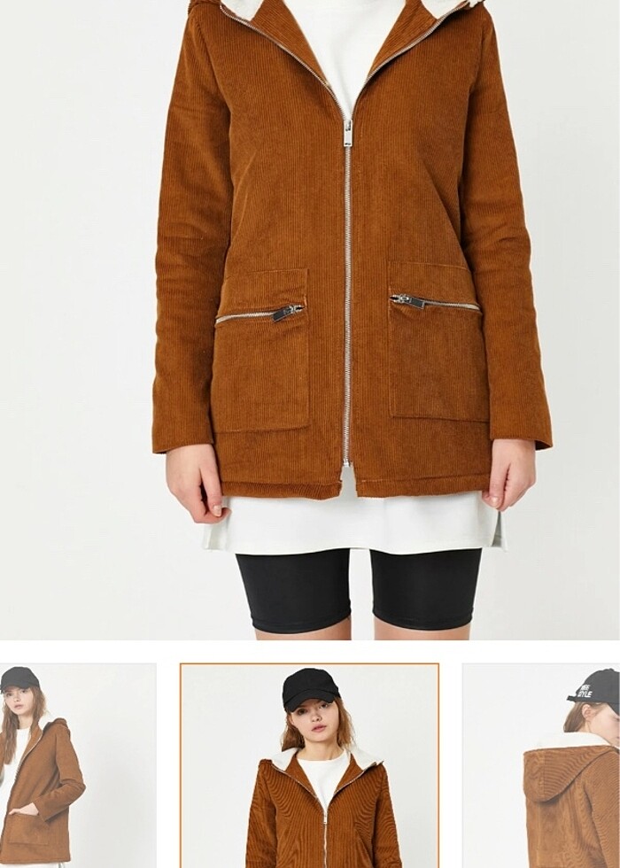 Kadın kahverengi kaban - Görsel 4