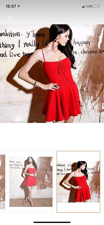 Esnek dalgıç kumaş önden bağcıklı kırmızı kilot elbise - Görsel 3