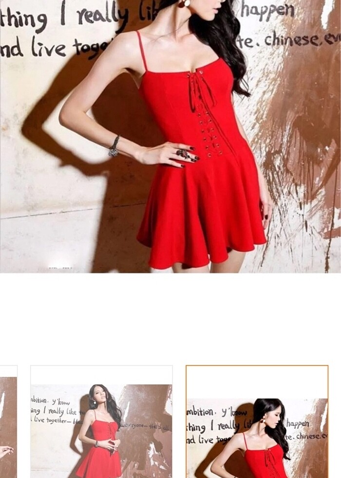 Esnek dalgıç kumaş önden bağcıklı kırmızı kilot elbise - Görsel 3