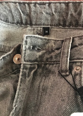Trendyol & Milla Gri Midi Boy Bol Kesim Kadın Jean Pantolon