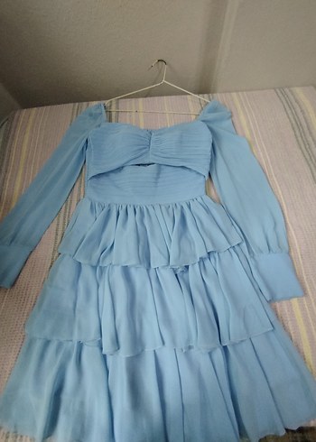 Mavi Kat Kat Mini Elbise - Görsel 2