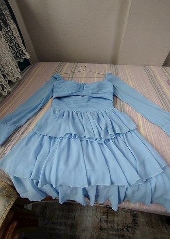 Mavi Kat Kat Mini Elbise - Görsel 4