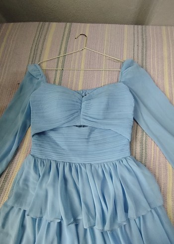 Mavi Kat Kat Mini Elbise - Görsel 3