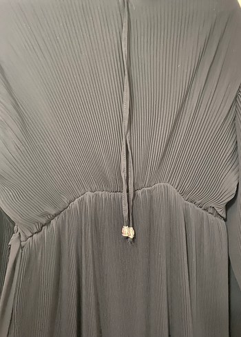 Siyah Pilili Uzun Kollu Gotik Elbise - Görsel 2