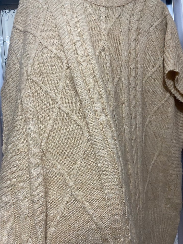 Bej Bohem Boğazlı Örgü Kadın Kazak - Görsel 2