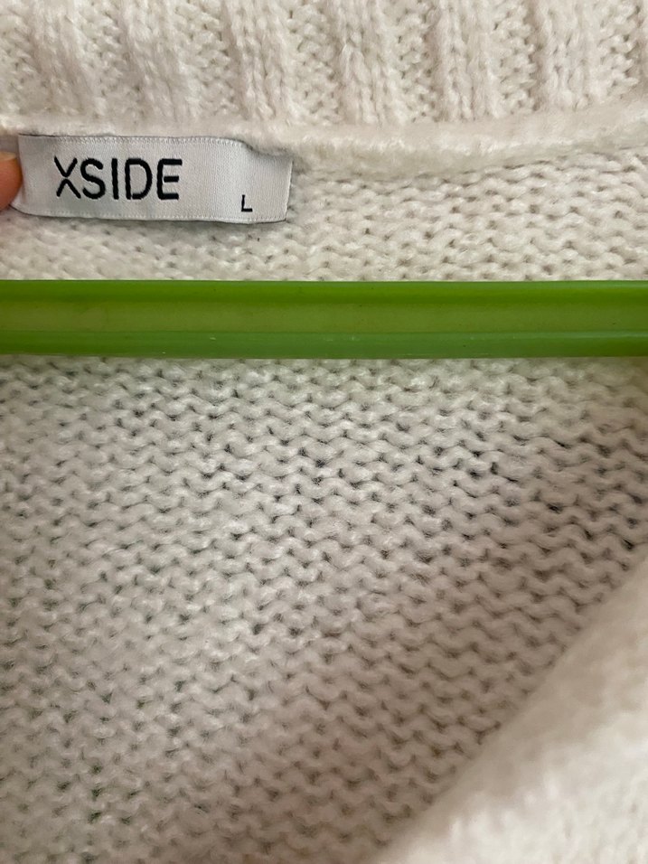 Beyaz Örgü Kadın Triko Kazak - Görsel 2