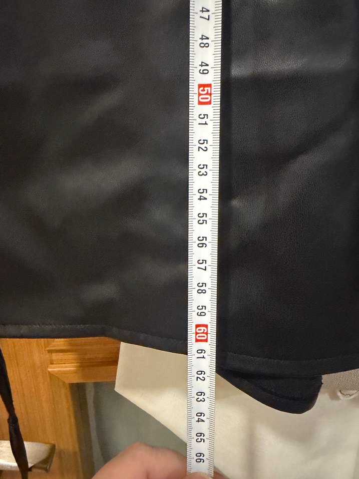 Kadın Siyah Deri Kolsuz Midi Ceket - Görsel 5