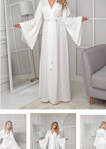 Beyaz Sabahlık Kimono - Görsel 3