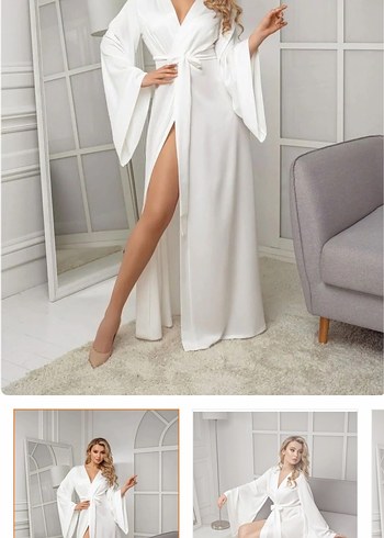 Beyaz Sabahlık Kimono - Görsel 5